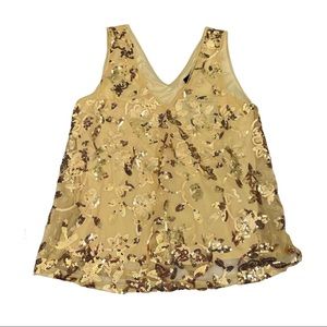 Marc new york women’s sequin sleeveless top small gold/ yellow.